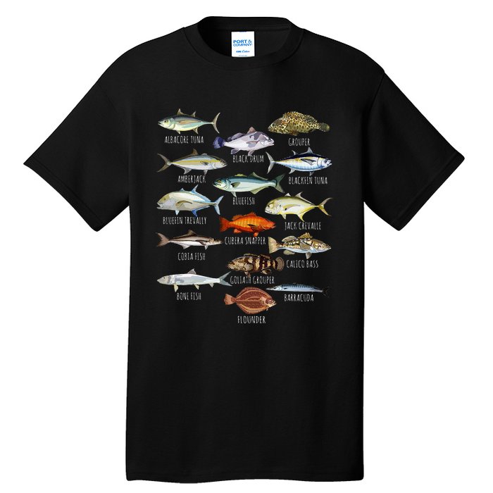 Fish Species Biology Types Of Saltwater Fish Fishing Tall T-Shirt