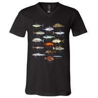 Fish Species Biology Types Of Saltwater Fish Fishing V-Neck T-Shirt