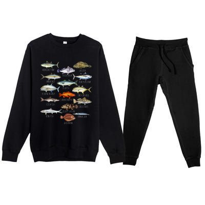 Fish Species Biology Types Of Saltwater Fish Fishing Premium Crewneck Sweatsuit Set