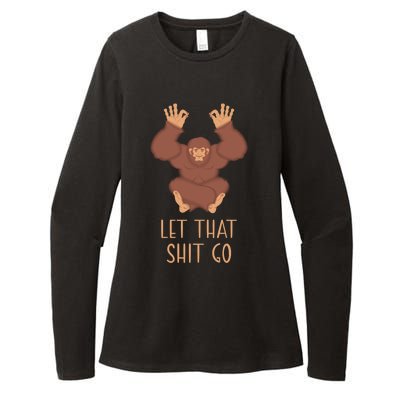 Funny Spiritual Bigfoot Let That Shit Go Sasquatch Lotus Cool Gift Womens CVC Long Sleeve Shirt