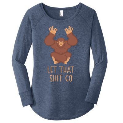 Funny Spiritual Bigfoot Let That Shit Go Sasquatch Lotus Cool Gift Women's Perfect Tri Tunic Long Sleeve Shirt