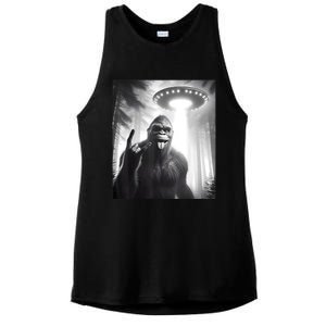 Funny Sasquatch Bigfoot Selfie With Ufo And Alien Ladies PosiCharge Tri-Blend Wicking Tank