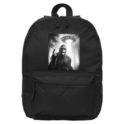 Funny Sasquatch Bigfoot Selfie With Ufo And Alien 16 in Basic Backpack