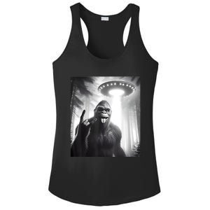 Funny Sasquatch Bigfoot Selfie With Ufo And Alien Ladies PosiCharge Competitor Racerback Tank