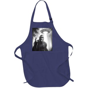 Funny Sasquatch Bigfoot Selfie With Ufo And Alien Full-Length Apron With Pockets