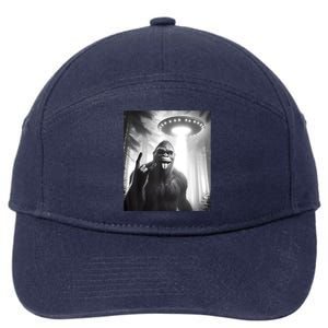 Funny Sasquatch Bigfoot Selfie With Ufo And Alien 7-Panel Snapback Hat