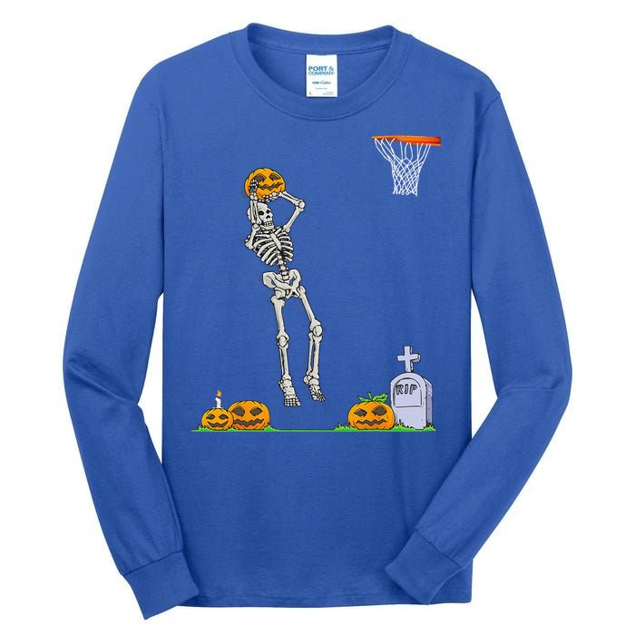 Funny Skeleton Basketball Halloween Pumpkin Tall Long Sleeve T-Shirt