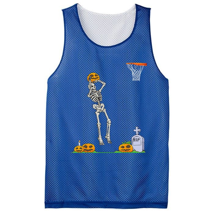 Funny Skeleton Basketball Halloween Pumpkin Mesh Reversible Basketball Jersey Tank