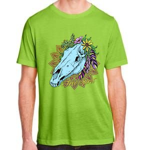 Free Spirit Boho Floral Horse Skull Cow Rodeo Horse Lover Gift Adult ChromaSoft Performance T-Shirt