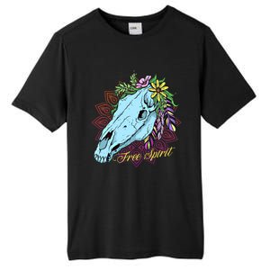 Free Spirit Boho Floral Horse Skull Cow Rodeo Horse Lover Gift Tall Fusion ChromaSoft Performance T-Shirt