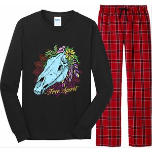 Free Spirit Boho Floral Horse Skull Cow Rodeo Horse Lover Gift Long Sleeve Pajama Set