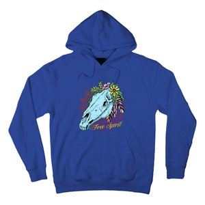 Free Spirit Boho Floral Horse Skull Cow Rodeo Horse Lover Gift Hoodie