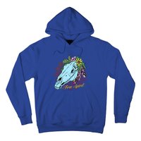 Free Spirit Boho Floral Horse Skull Cow Rodeo Horse Lover Gift Hoodie