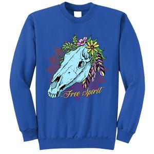 Free Spirit Boho Floral Horse Skull Cow Rodeo Horse Lover Gift Sweatshirt