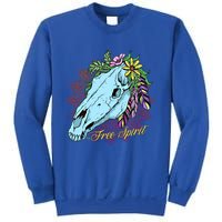 Free Spirit Boho Floral Horse Skull Cow Rodeo Horse Lover Gift Sweatshirt