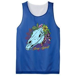 Free Spirit Boho Floral Horse Skull Cow Rodeo Horse Lover Gift Mesh Reversible Basketball Jersey Tank