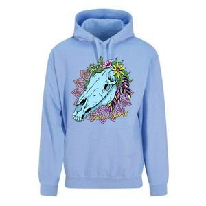 Free Spirit Boho Floral Horse Skull Cow Rodeo Horse Lover Gift Unisex Surf Hoodie