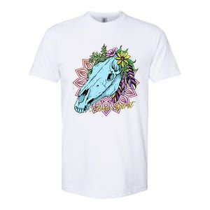 Free Spirit Boho Floral Horse Skull Cow Rodeo Horse Lover Gift Softstyle CVC T-Shirt