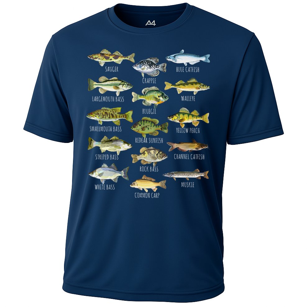 Fish Species Biology Types Of Freshwater Fish Fishing Cooling Performance Crew T-Shirt