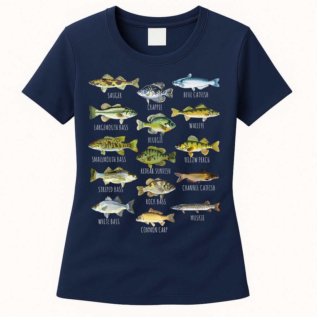 Fish Species Biology Types Of Freshwater Fish Fishing Womens T-Shirt