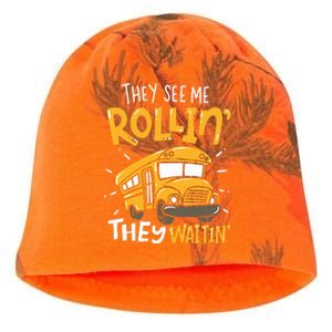 Funny School Bus Driver They See Me Rollin They Waitin Kati - Camo Knit Beanie