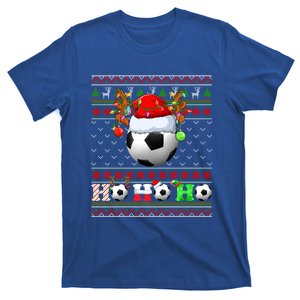 Funny Soccer Ball Xmas Tree Lights Ugly Christmas Sweater Gift T-Shirt