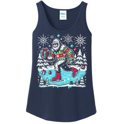 Funny Sweater Bigfoot Xmas Santa Hat Ugly Bigfoot Christmas Ladies Essential Tank