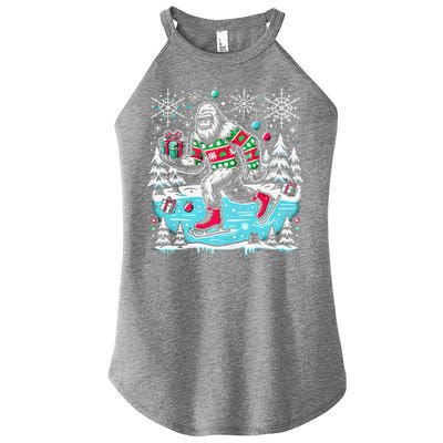 Funny Sweater Bigfoot Xmas Santa Hat Ugly Bigfoot Christmas Women's Perfect Tri Rocker Tank