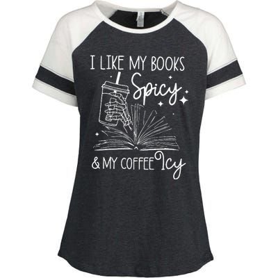 Funny Spicy Books I Like My Books Spicy And My Coffee Icy Enza Ladies Jersey Colorblock Tee