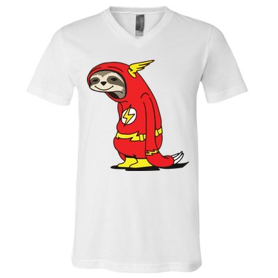 Flash Sloth Cool Nerd Gift For Him V-Neck T-Shirt