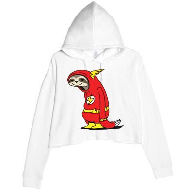 Flash Sloth Cool Nerd Gift For Him Crop Fleece Hoodie