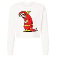 Flash Sloth Cool Nerd Gift For Him Cropped Pullover Crew