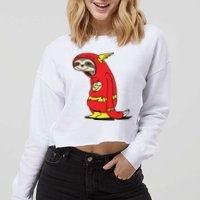 Flash Sloth Cool Nerd Gift For Him Cropped Pullover Crew