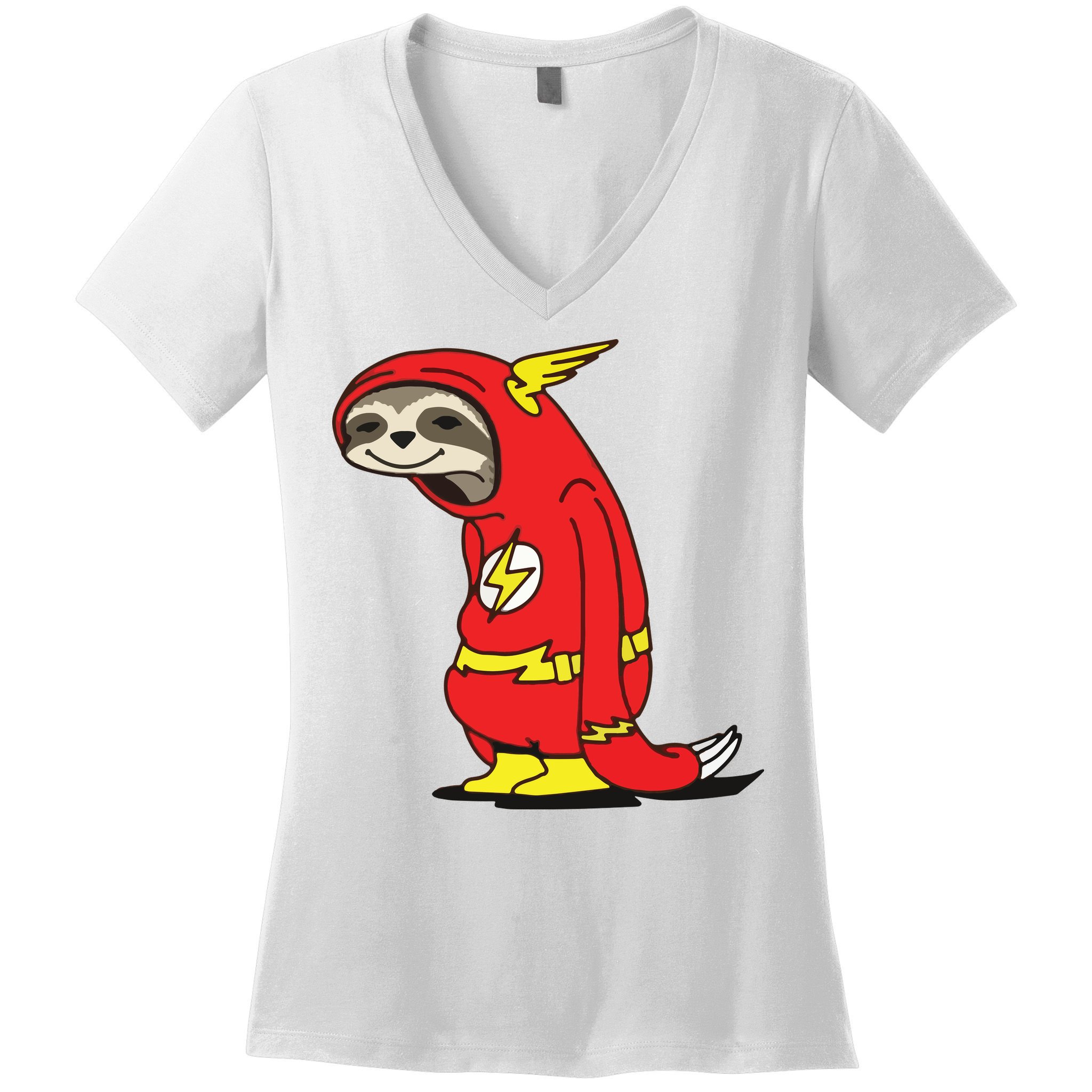 Flash Sloth Cool Nerd Gift For Him Women's V-Neck T-Shirt