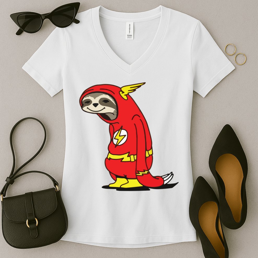 Flash Sloth Cool Nerd Gift For Him Women's V-Neck T-Shirt