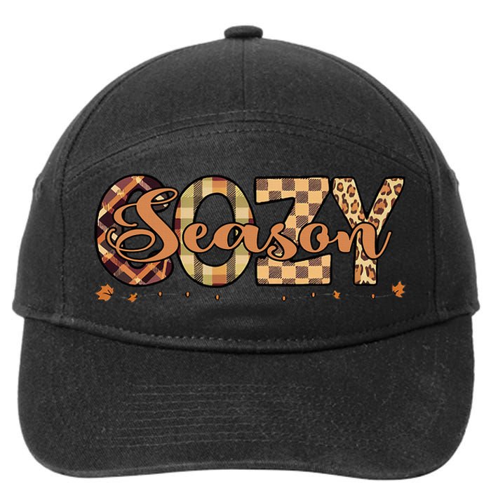 Fall Season Cozy Vibes Vintage Cute Winter Quote 7-Panel Snapback Hat