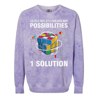 Funny Speed Cubing One Solution Math Lovers Girls Colorblast Crewneck Sweatshirt