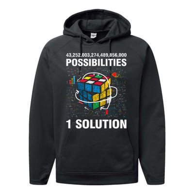 Funny Speed Cubing One Solution Math Lovers Girls Performance Fleece Hoodie