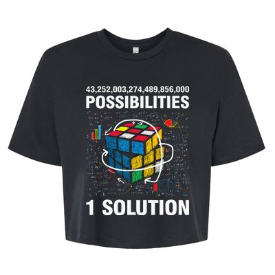 Funny Speed Cubing One Solution Math Lovers Girls Bella+Canvas Jersey Crop Tee