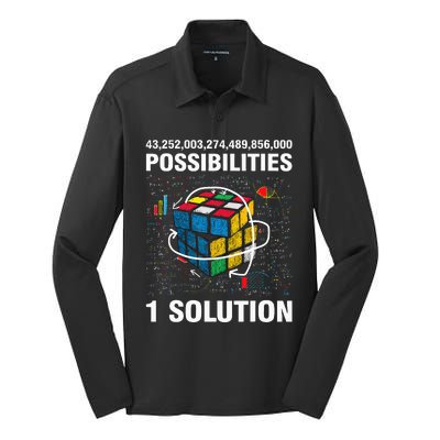 Funny Speed Cubing One Solution Math Lovers Girls Silk Touch Performance Long Sleeve Polo