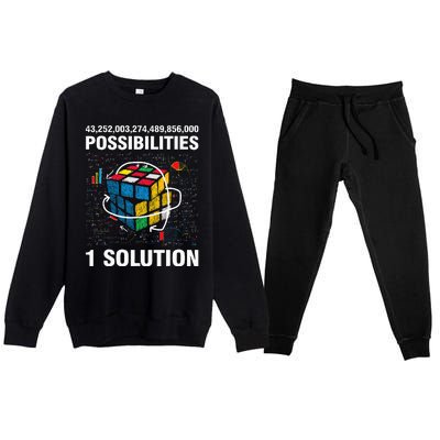 Funny Speed Cubing One Solution Math Lovers Girls Premium Crewneck Sweatsuit Set