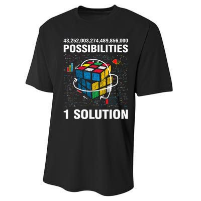 Funny Speed Cubing One Solution Math Lovers Girls Performance Sprint T-Shirt