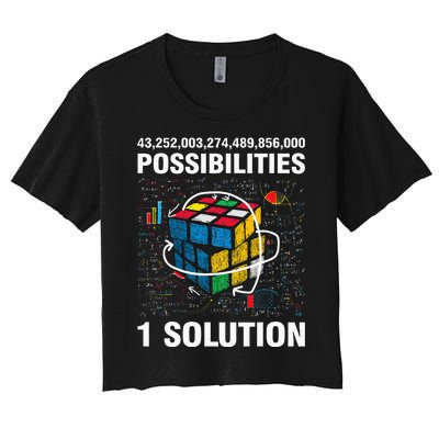 Funny Speed Cubing One Solution Math Lovers Girls Women's Crop Top Tee