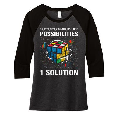 Funny Speed Cubing One Solution Math Lovers Girls Women's Tri-Blend 3/4-Sleeve Raglan Shirt