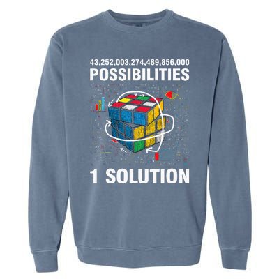 Funny Speed Cubing One Solution Math Lovers Girls Garment-Dyed Sweatshirt