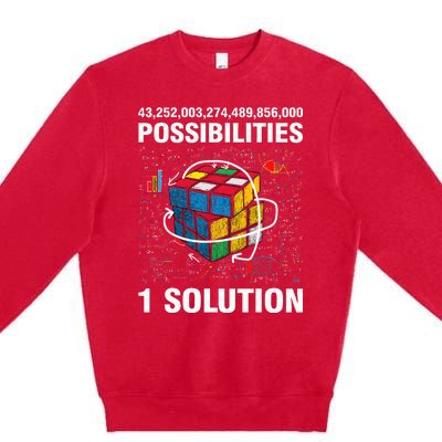 Funny Speed Cubing One Solution Math Lovers Girls Premium Crewneck Sweatshirt