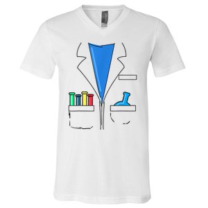 Funny Scientist Costume Nerd Chemistry Halloween Science Teacher V-Neck T-Shirt