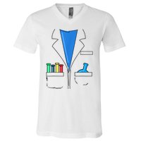 Funny Scientist Costume Nerd Chemistry Halloween Science Teacher V-Neck T-Shirt