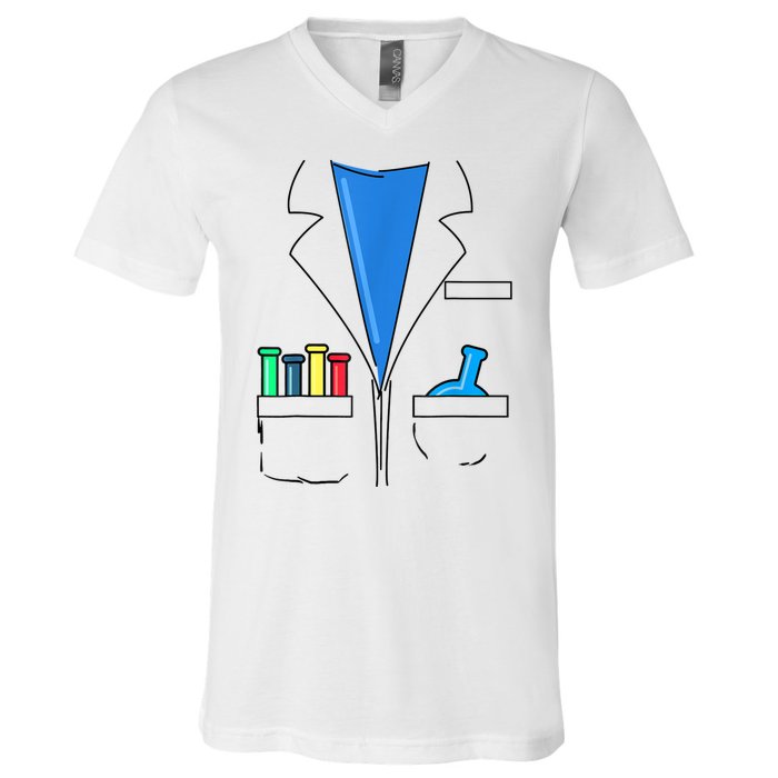 Funny Scientist Costume Nerd Chemistry Halloween Science Teacher V-Neck T-Shirt