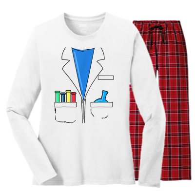 Funny Scientist Costume Nerd Chemistry Halloween Science Teacher Women's Long Sleeve Flannel Pajama Set 